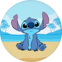 Lilo a Stitch – na pláži s palmami – jedlý obrázek na dort