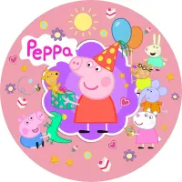 Prasátko Peppa – oslava s kloboučkem – jedlý obrázek na dort