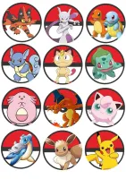 Pokémon – kolečka s Pokémony v Pokéballech – jedlý papír na cupcakes