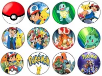 Pokémon – kolečka s Ashem a logem – jedlý papír na cupcakes