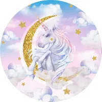 Jednorožec – Unicorn – Měsíc – jedlý obrázek na dort