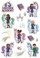Jednorožčí Akademie – Unicorn Academy – výřezy s logem – jedlý papír na hranatý dort