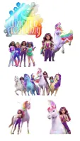 Jednorožčí Akademie – Unicorn Academy – výřezy s nápisem – jedlý papír na hranatý dort