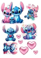 Lilo a Stitch – výřezy Stitche a Angel – jedlý papír na hranatý dort