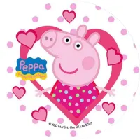 Prasátko Peppa – v srdíčku – jedlý obrázek na dort