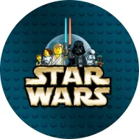 Lego – Star Wars – logo na tmavě modrém – jedlý obrázek na dort