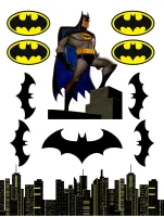 Batman – panorama města a netopýři – jedlý papír na hranatý dort