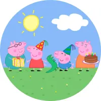 Prasátko Peppa – rodinná oslava na louce – jedlý obrázek na dort