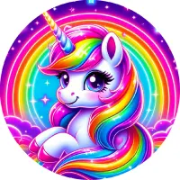 Jednorožec – Unicorn – v neonové duze – jedlý obrázek na dort