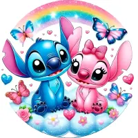 Lilo a Stitch – s Angel pod duhou – jedlý obrázek na dort