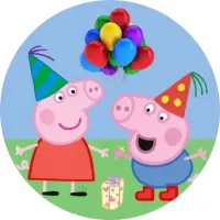 Prasátko Peppa s Balonky – jedlý obrázek na dort