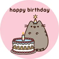 Pusheen – Happy Birthday – jedlý obrázek na dort