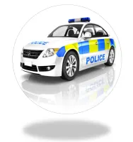 Policejní auto – policejní vůz na bílém – jedlý obrázek na dort