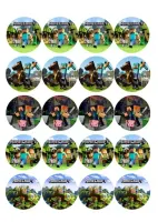 Minecraft – 20 koleček s krajinou – jedlý papír na hranatý dort