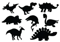 Dekorace na dort: Siluety / Dinosauři – jedlý papír na hranatý dort