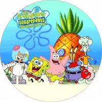 SpongeBob – celá parta u ananasu – jedlý obrázek na dort