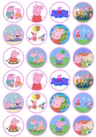 Prasátko Peppa – kolečka s Peppou – jedlý papír na hranatý dort
