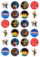 Roblox – kolečka s postavami a logy – jedlý papír na hranatý dort