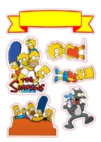 Simpsonovi – výřezy se žlutou stuhou – jedlý papír na hranatý dort