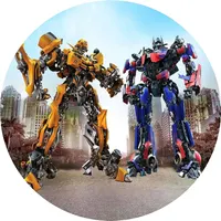 Transformers – Bumblebee a Optimus ve městě – jedlý obrázek na dort
