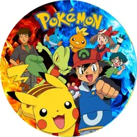 Pokémon – Ash a přátelé v plamenech – jedlý obrázek na dort