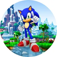 Sonic – v zelené krajině – jedlý obrázek na dort