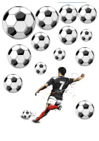Fotbal – hráč s číslem 7 a fotbalové míče – jedlý papír na hranatý dort