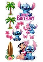 Lilo a Stitch – vystřihovánky se Stitchem, Lilo a palmami – jedlý papír na hranatý dort