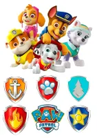 Paw Patrol – záchranáři s odznaky – jedlý papír na hranatý dort