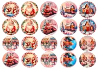 Vánoce – retro vánoční kolečka na muffiny – jedlý papír na hranatý dort