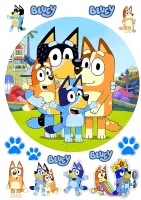 Bluey – rodina Heelerových na zahradě – jedlý papír na hranatý dort