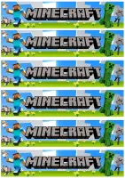 Minecraft – proužky na boky dortu s logem a postavami – jedlý papír na hranatý dort