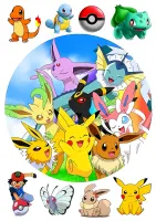 Pokémon – Pikachu a Eevee evoluce – jedlý papír na hranatý dort