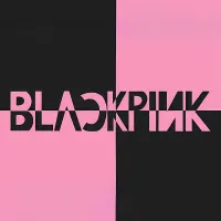Blackpink – logo v růžovo-černých čtvercích – jedlý obrázek na dort