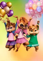 Alvin a Chipmunkové – Chipettky s balónky – jedlý papír na hranatý dort