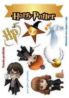Harry Potter – postavičky k vystřižení a zlatonka – jedlý papír na hranatý dort