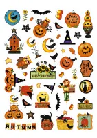 Halloween – dýně, strašák a černé kočky – jedlý papír na hranatý dort