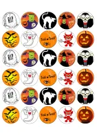 Halloween – strašidelná kolečka 3,5cm – jedlý papír na hranatý dort