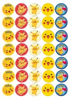 Pokémon – Pikachu kolečka na muffiny – jedlý papír na hranatý dort