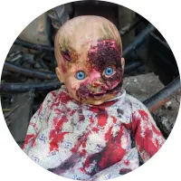Horor – strašidelná panenka zombie – jedlý obrázek na dort