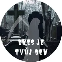 Hřbitov – Smrtka a nápis Dnes je tvůj den – jedlý obrázek na dort