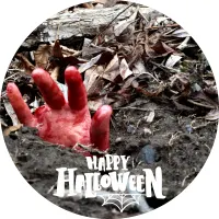 Halloween – krvavá ruka ze země – jedlý obrázek na dort
