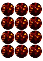 Halloween – svítící vyřezávané dýně – jedlý papír na hranatý dort