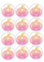 Halloween – neonové růžové dýně na muffiny – jedlý papír na hranatý dort