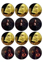 Halloween – Lebky a čarodějnice – jedlý papír na hranatý dort