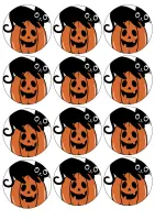 Halloween – černá kočka na dýni – jedlý papír na hranatý dort