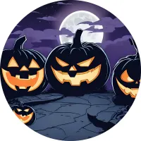 Halloween – Strašidelné dýně za úplňku – jedlý obrázek na dort