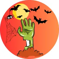 Halloween – Zombie ruka, netopýři a pavouk – jedlý obrázek na dort