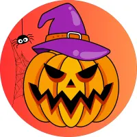 Halloween – dýně s čarodějnickým kloboukem a pavoukem – jedlý obrázek na dort