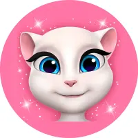 Talking Tom and Friends – Kočička Angela na růžovém pozadí – jedlý obrázek na dort